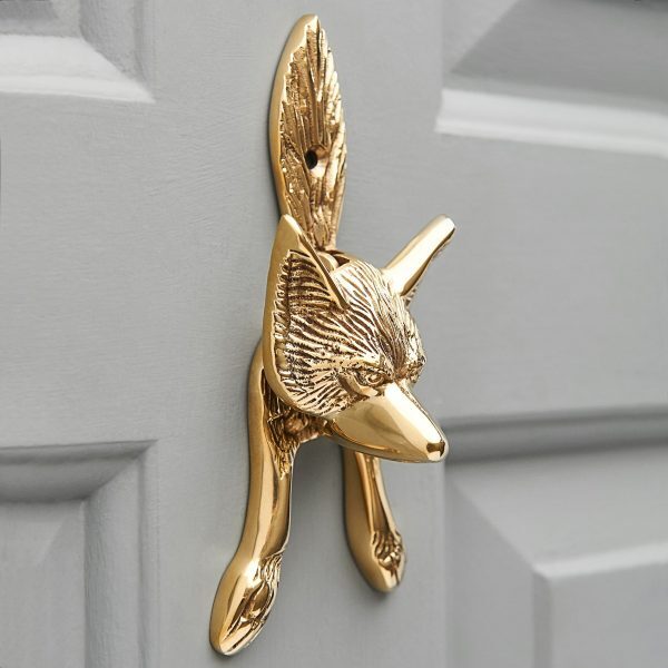 Small Fox Door Knocker - Polished Brass - Image 2
