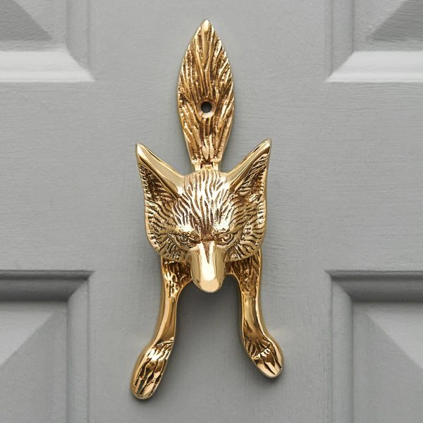 Small Fox Door Knocker - Polished Brass