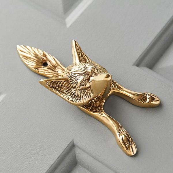 Small Fox Door Knocker - Polished Brass - Image 3