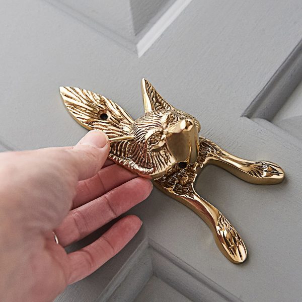 Small Fox Door Knocker - Polished Brass - Image 4
