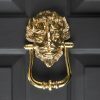Large Lions Head Door Knocker - Polished Brass - Image 2