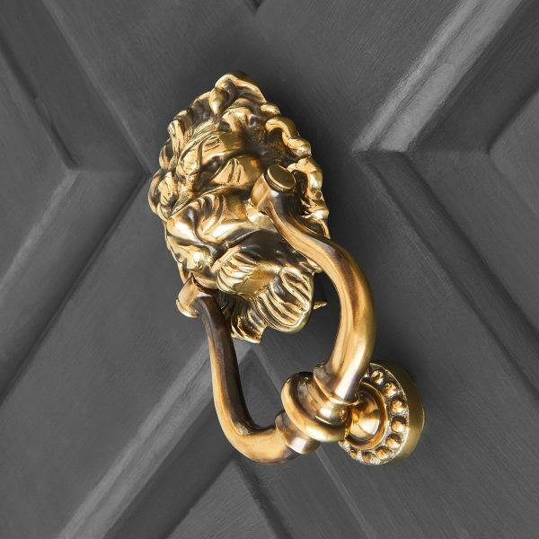 Lions Head Door Knocker - Aged Brass - Image 2