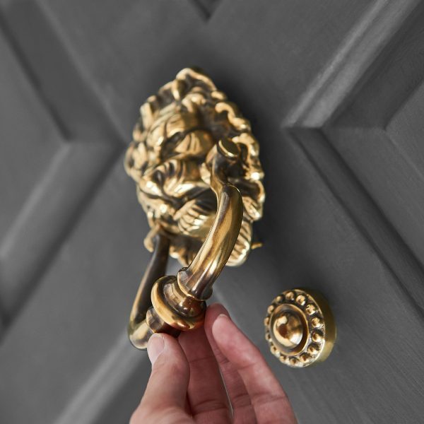 Lions Head Door Knocker - Aged Brass - Image 3