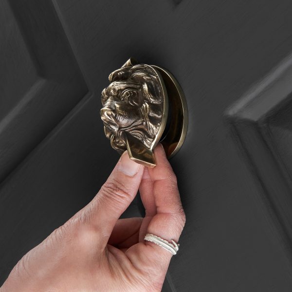 Lions Head Latch Key Cover - Aged Brass - Image 3