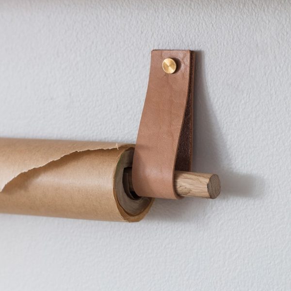 Oak & Leather Towel Rail - Image 2