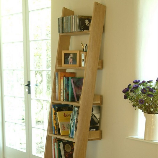 Oak ladder shelf clearance with cupboard