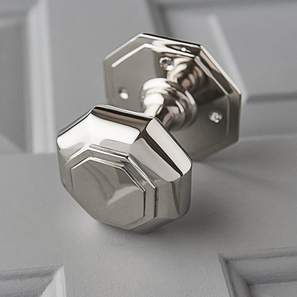 Octagonal Door Knobs (Pair) - Nickel - Image 3