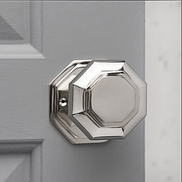Octagonal Door Knobs (Pair) - Nickel - Image 4