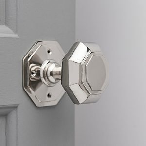 Octagonal Door Knobs (Pair) - Nickel