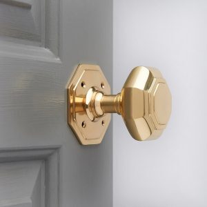 Octagonal Door Knobs (Pair) - Brass