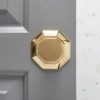 Octagonal Door Knobs (Pair) - Brass - Image 3