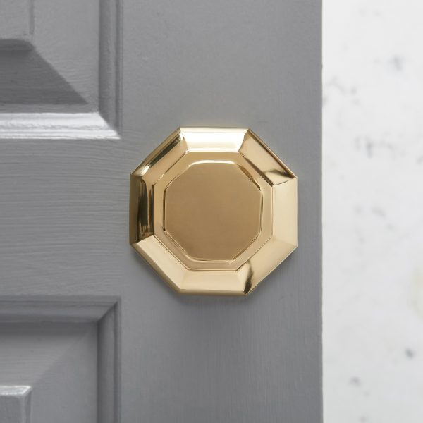 Octagonal Door Knobs (Pair) - Brass - Image 3