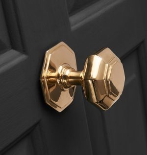 Octagonal Door Pull - Polished Brass
