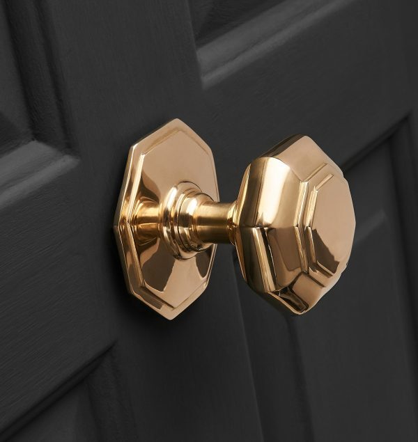 Octagonal Door Pull - Polished Brass
