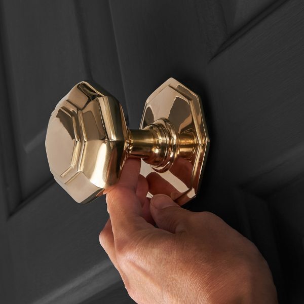 Octagonal Door Pull - Polished Brass - Image 3