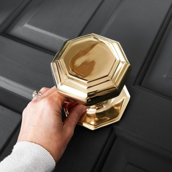 Octagonal Door Pull (Large) -  Polished Brass - Image 3