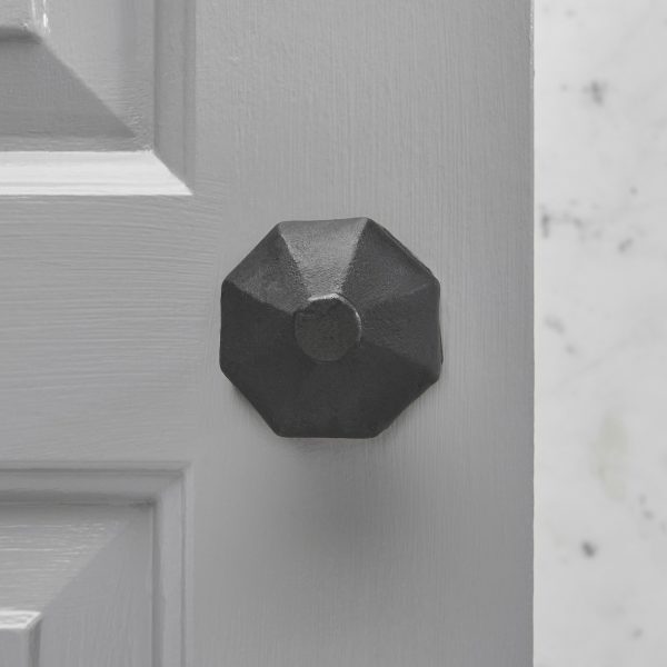 Octagonal Forged Door Knobs (Pair) - Black Waxed (Internal/External) - Image 2