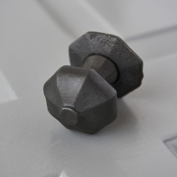 Octagonal Forged Door Knobs (Pair) - Black Waxed (Internal/External) - Image 3