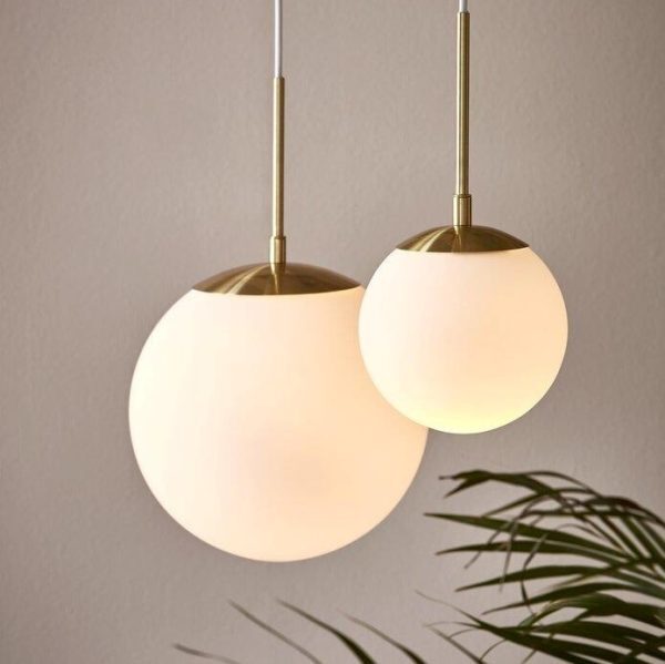 Opal Glass & Brass Pendant Light - save 60% - Image 3
