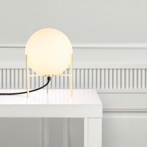 Opal Glass & Brass Table Lamp Tripod