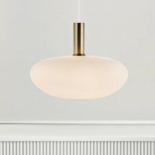 Opal Glass & Brass Pendant Light