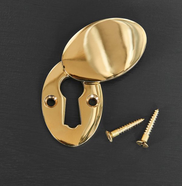 Oval Covered ' Braemar' Escutcheon - Brass - Image 2