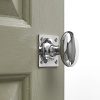 Oval Door Knob On Square Back Plate (Pair) - Polished Chrome