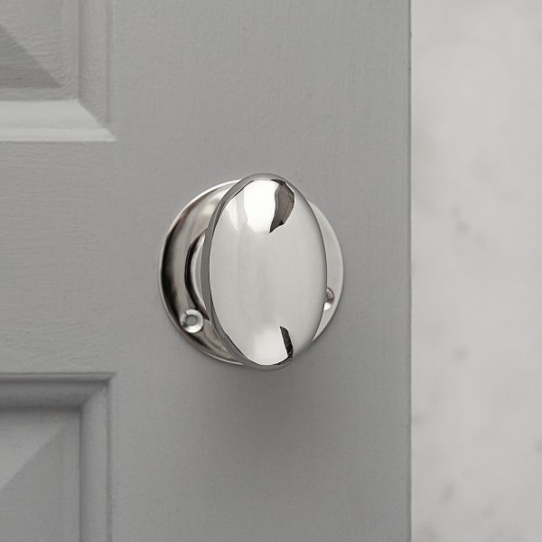 Oval Door Knobs (Pair) - Nickel - Image 2