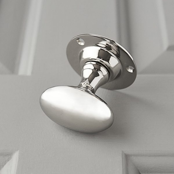 Oval Door Knobs (Pair) - Nickel - Image 3