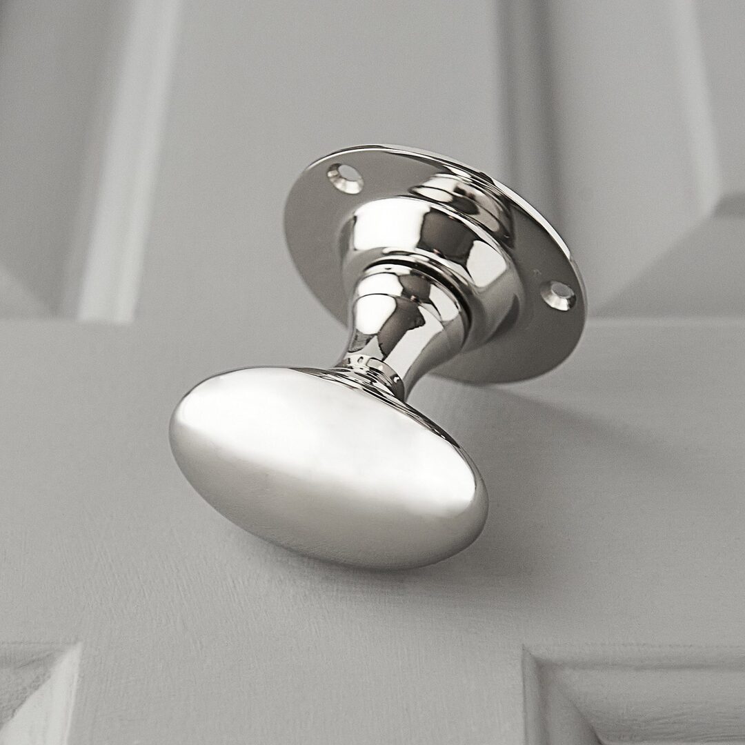 Oval and Bead Door Knob and Faceplate Hardware Set -009