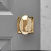 Oval Door Knobs on Square Back Plate (Pair) - Polished Brass - Image 3
