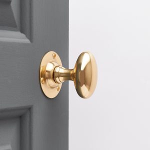 Oval Door Knobs (Pair) - Polished Brass