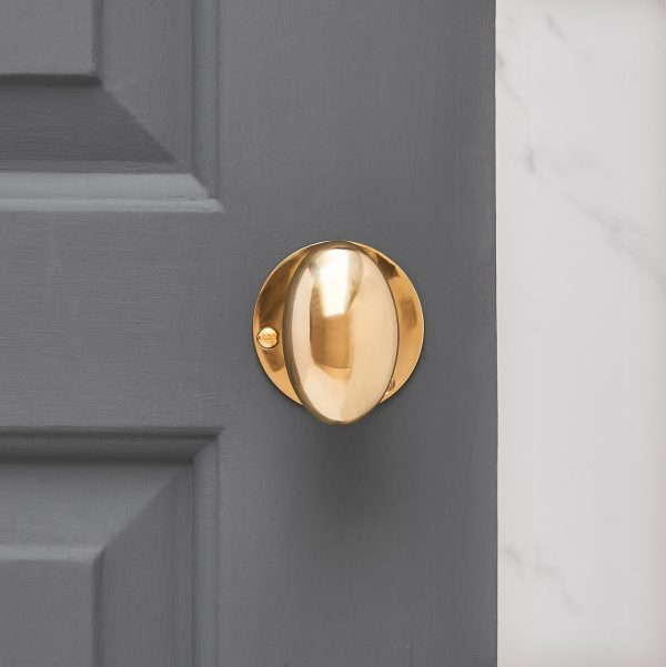 Oval Door Knobs (Pair) - Polished Brass - Image 2