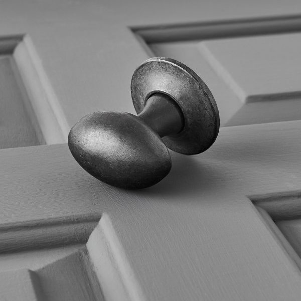 Oval Forged Door Knobs (Pair) - Black Waxed (Internal/External) - Image 3