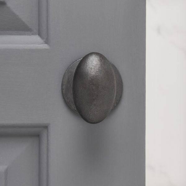 Oval Forged Door Knobs (Pair) - Black Waxed (Internal/External) - Image 2