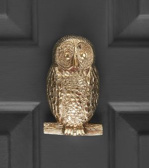 Owl Door Knocker - Polished Brass