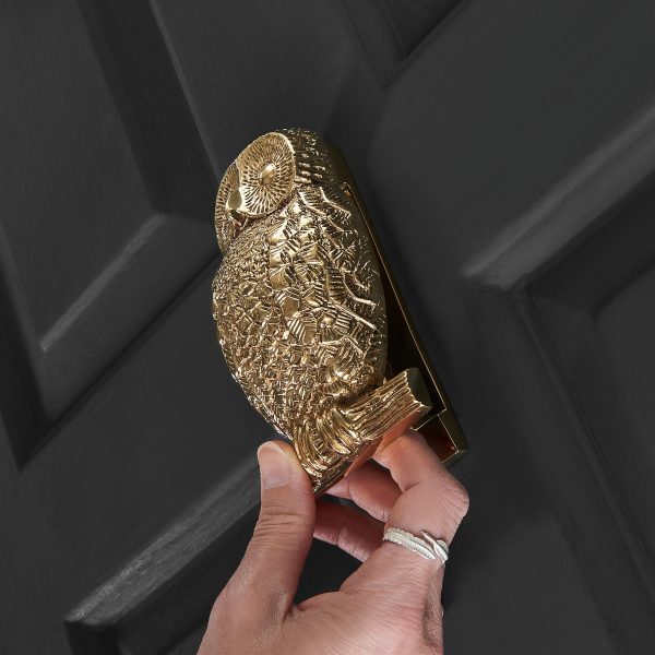 Owl Door Knocker - Polished Brass - Image 2