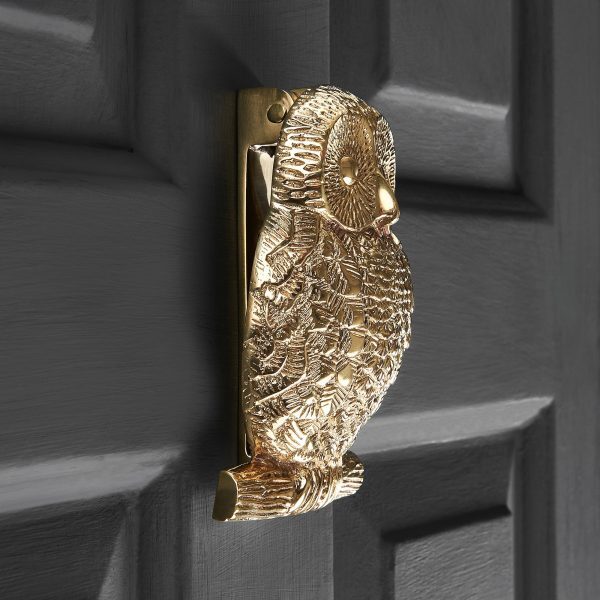 Owl Door Knocker - Polished Brass - Image 3