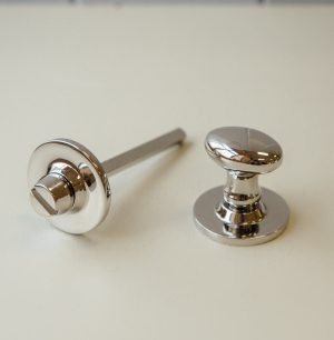 Oval Knob Turn and Release on Plain Rose - Polished Nickel