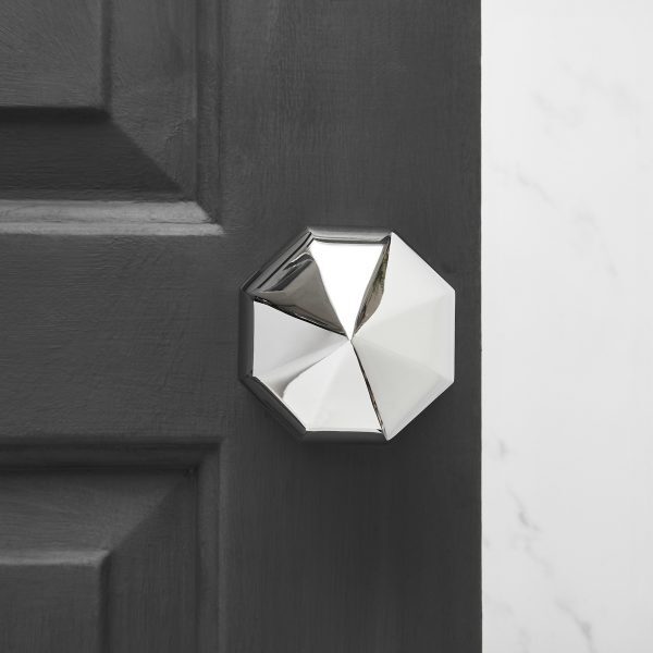 Pointed Octagonal Door Knobs (Pair) - Polished Nickel - Image 2