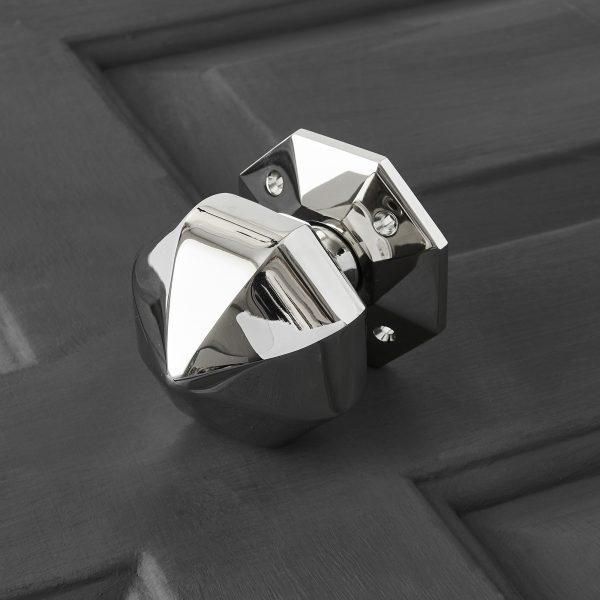 Pointed Octagonal Door Knobs (Pair) - Polished Nickel - Image 3