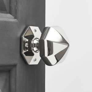 Pointed Octagonal Door Knobs (Pair) - Polished Nickel