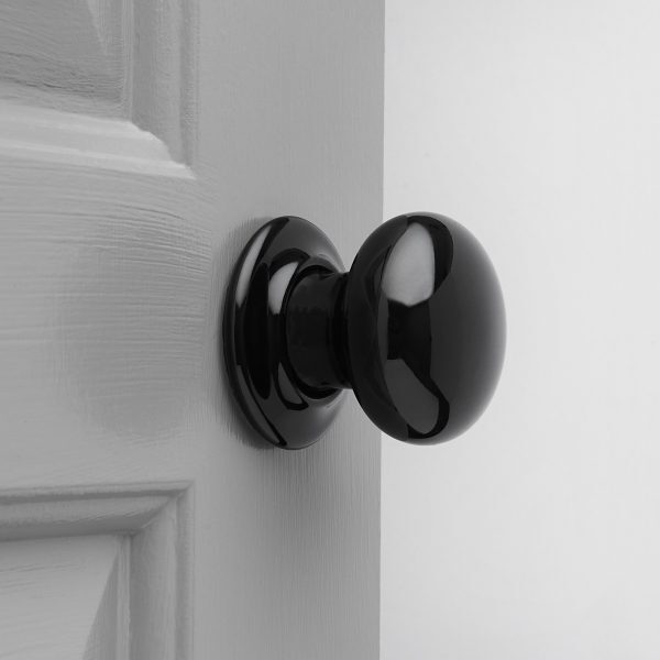 Porcelain Door Knobs (Pair) - Black