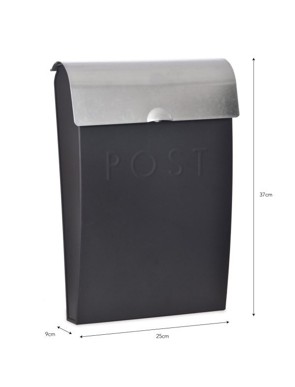 Traditional Post Box - Black/Steel - Image 2