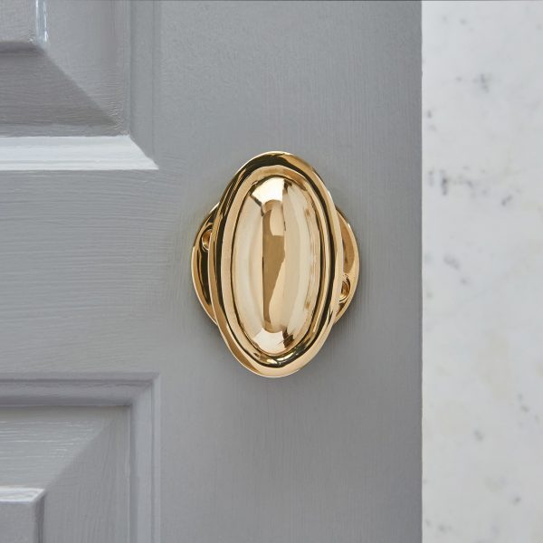 Raised Oval Door Knobs - Polished Brass - Image 3