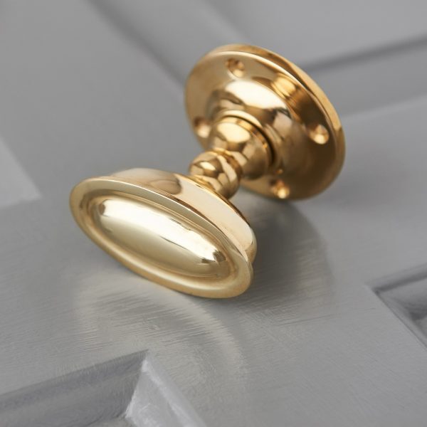 Raised Oval Door Knobs - Polished Brass - Image 2