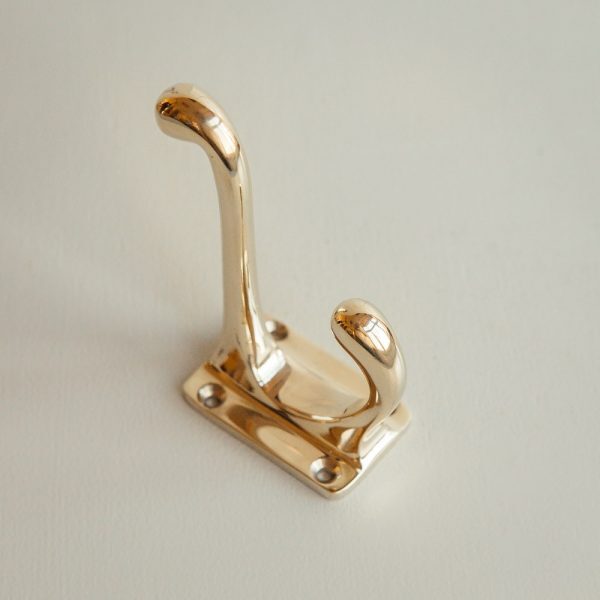 Hat and Coat Hook - Rectangular Base - Brass - Image 3