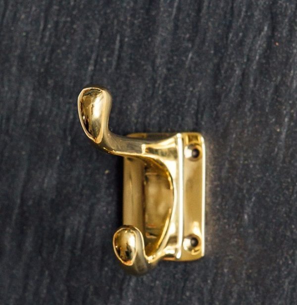 Hat and Coat Hook - Rectangular Base - Brass