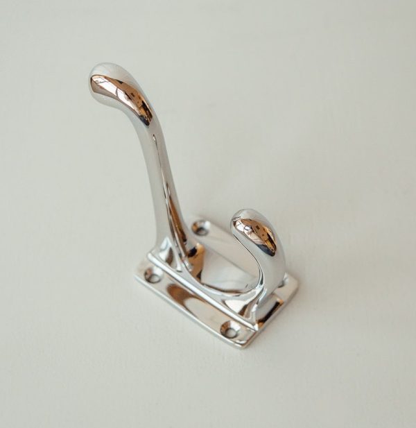 Hat and Coat Hook - Rectangular Base - Polished Nickel - Image 3
