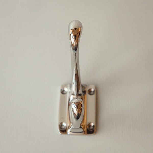 Hat and Coat Hook - Rectangular Base - Polished Nickel - Image 2